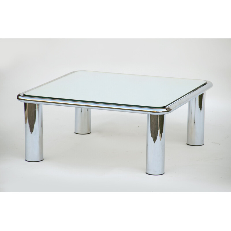 Sesann" vintage coffee table in chromed steel by Gianfranco Frattini for Cassina, 1968