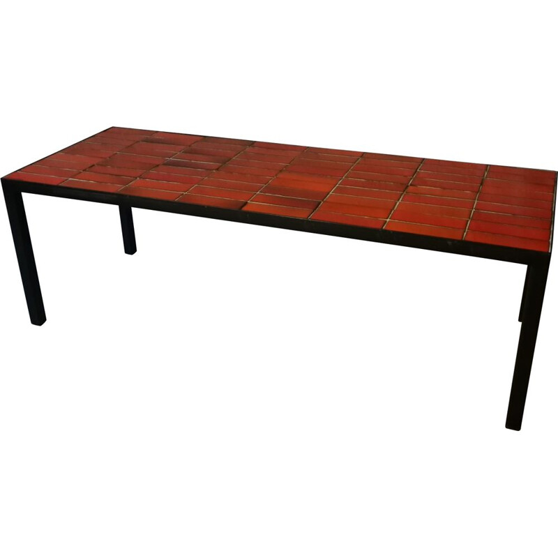 Vintage coffee table in tiles by Roger Capron, 1950-1960