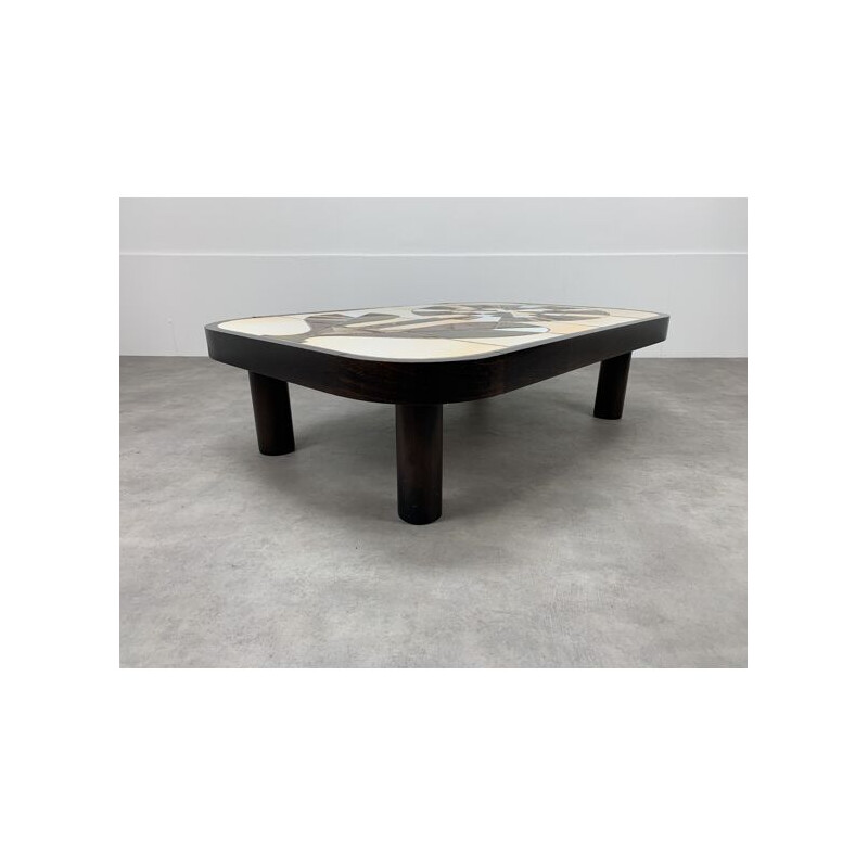 Vintage flower coffee table by Roger Capron