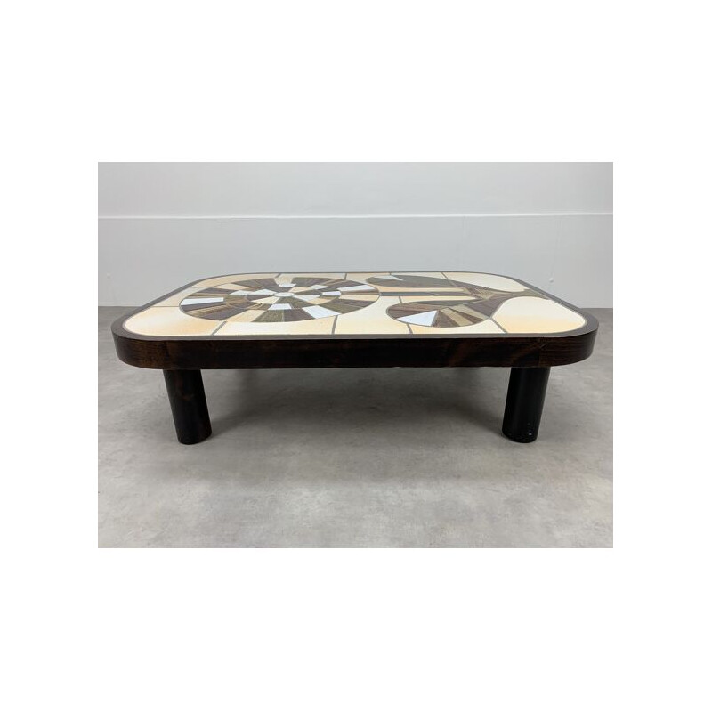 Vintage flower coffee table by Roger Capron