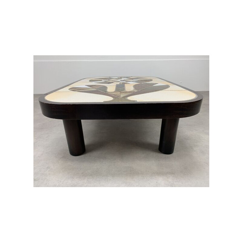 Vintage flower coffee table by Roger Capron