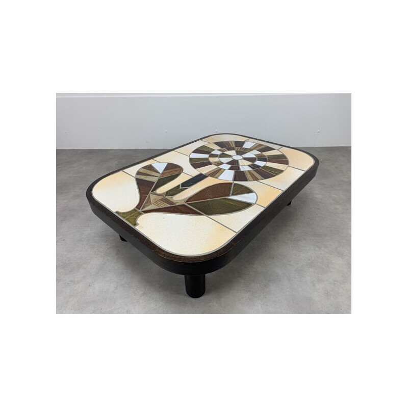 Vintage flower coffee table by Roger Capron