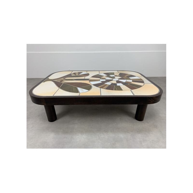 Vintage flower coffee table by Roger Capron