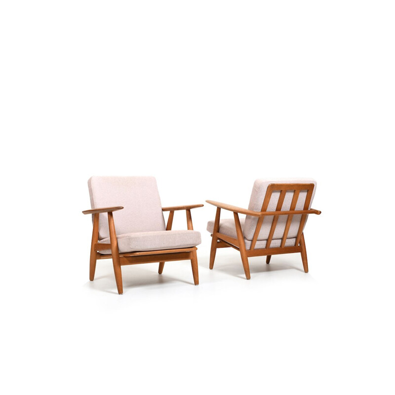 Pair of vintage cigar armchairs by Hans Wegner for Getama, Denmark 1950s