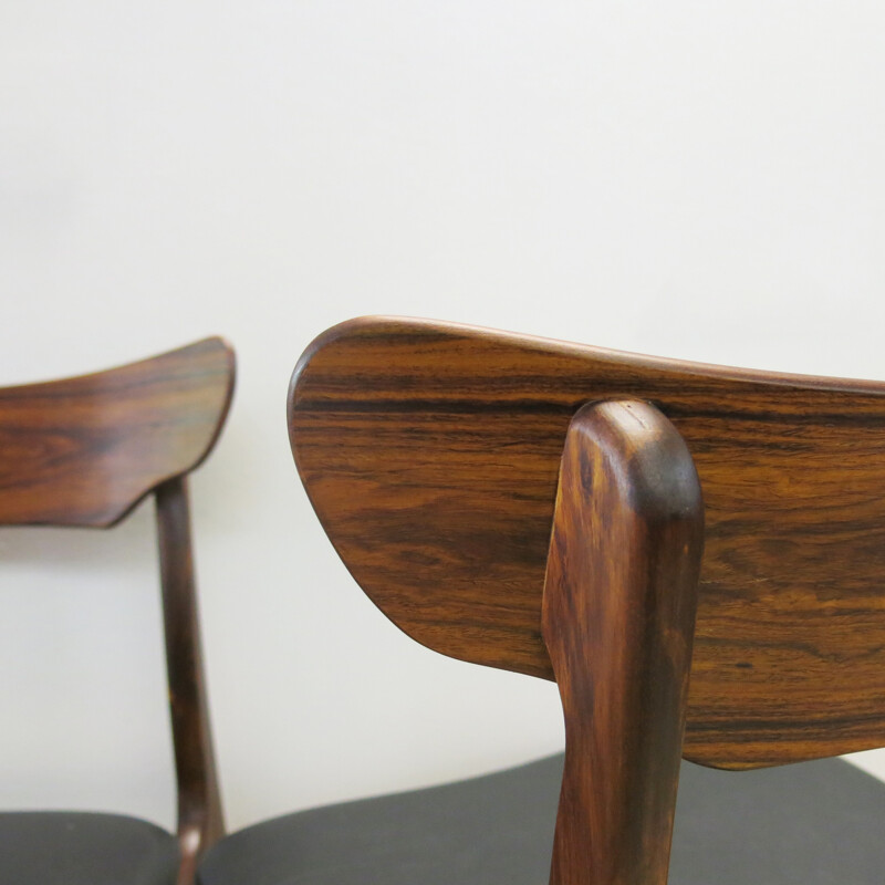 Set of 6 Danish rosewood chairs, SCHIONNING & ELGAARD - 1960s