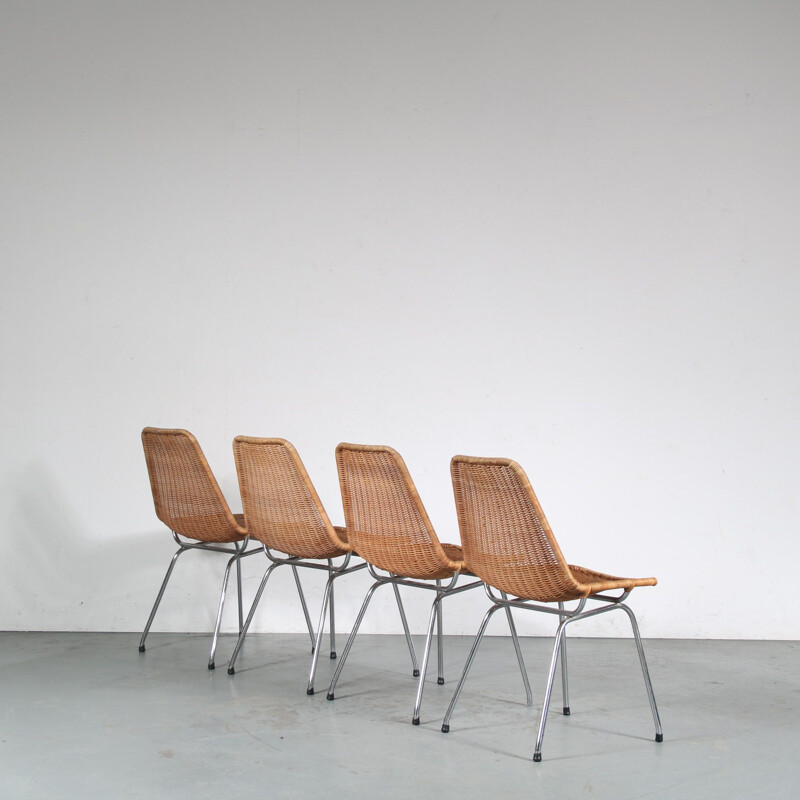Moedig aan Doorlaatbaarheid Schaduw Set of 4 vintage dining chairs by Rotanhuis, Netherlands 1960s
