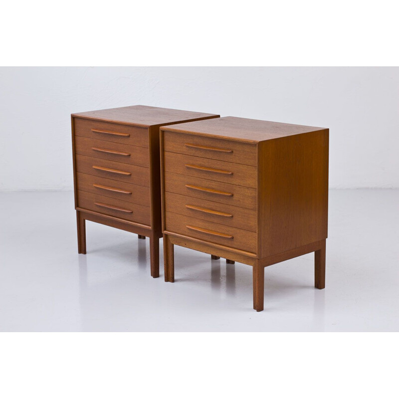 Paire de commodes vintage en teck d'Alf Svensson, Suède 1960