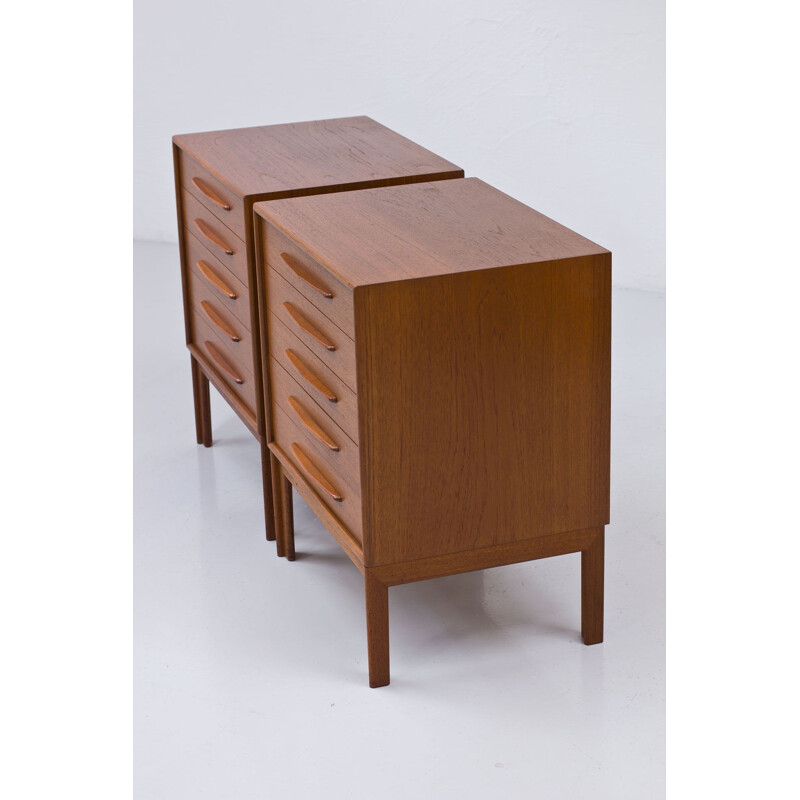 Pair of vintage teak chest of drawers by Alf Svensson, Sweden 1960s