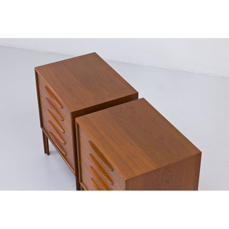 Pair of vintage teak chest of drawers by Alf Svensson, Sweden 1960s