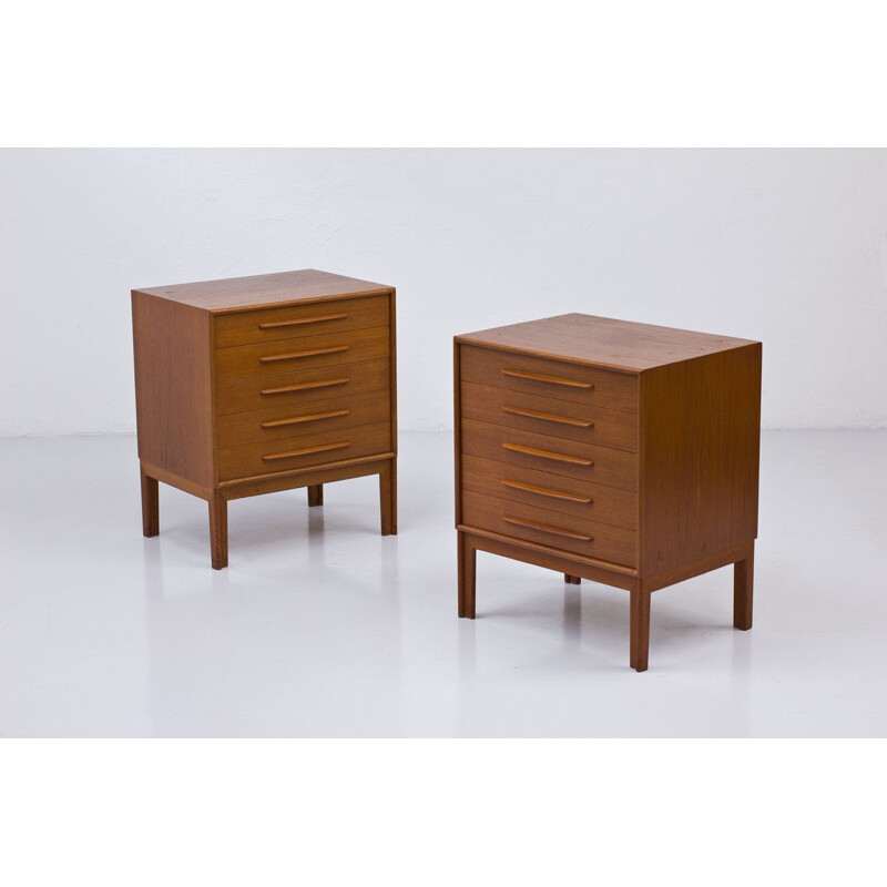 Paire de commodes vintage en teck d'Alf Svensson, Suède 1960