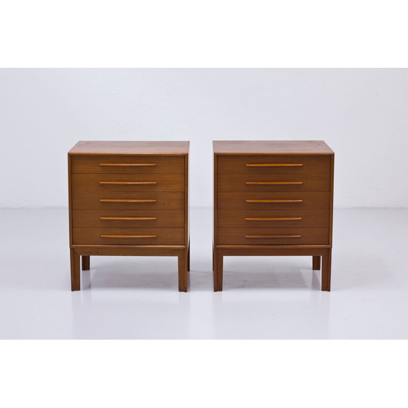 Pair of vintage teak chest of drawers by Alf Svensson, Sweden 1960s