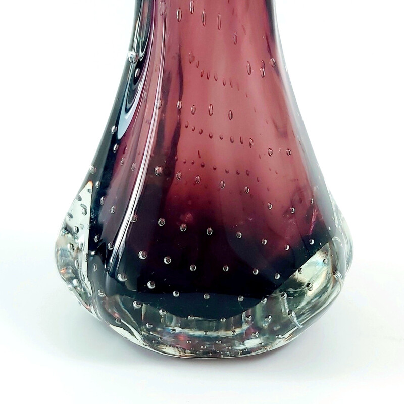 Paire de vases vintage en verre bullicante de Murano par Archimede Seguso, Italie 1970