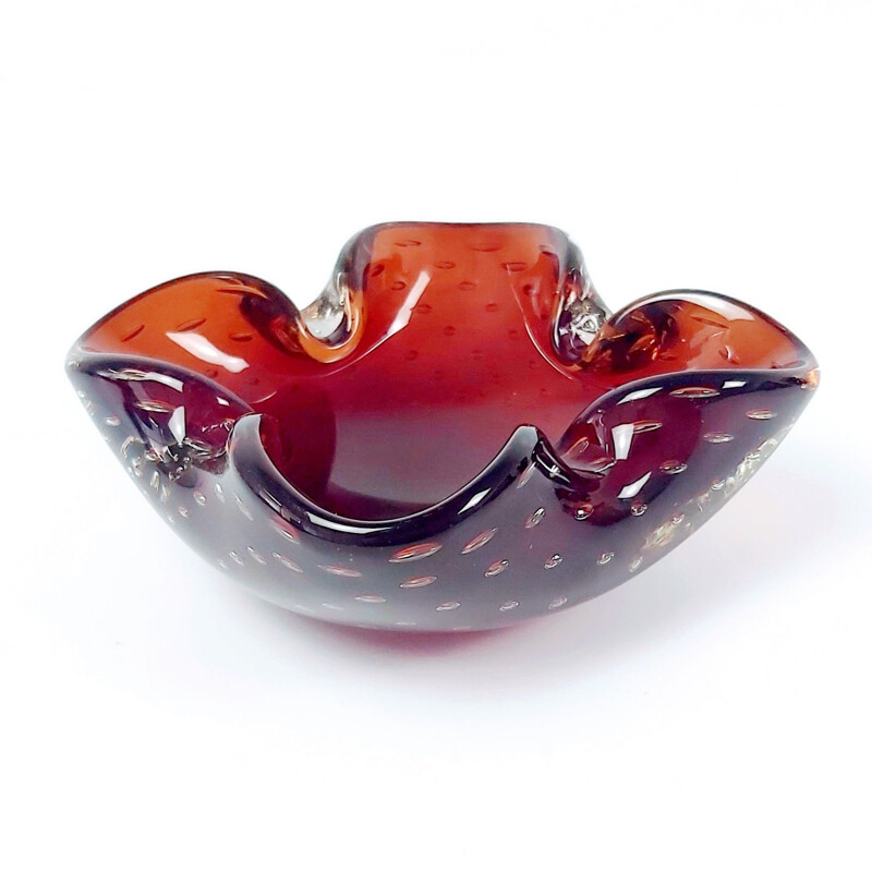 Vintage Murano Bullicante glass ashtray by Barovier & Toso, 1960s