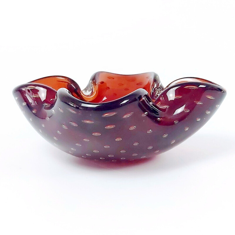 Vintage Murano Bullicante glass ashtray by Barovier & Toso, 1960s