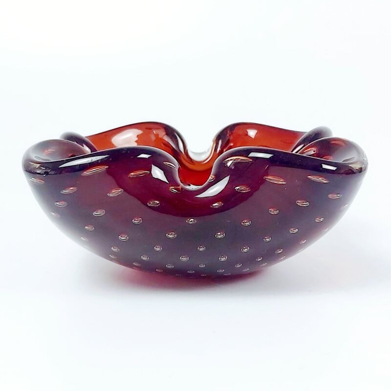 Vintage Murano Bullicante glass ashtray by Barovier & Toso, 1960s