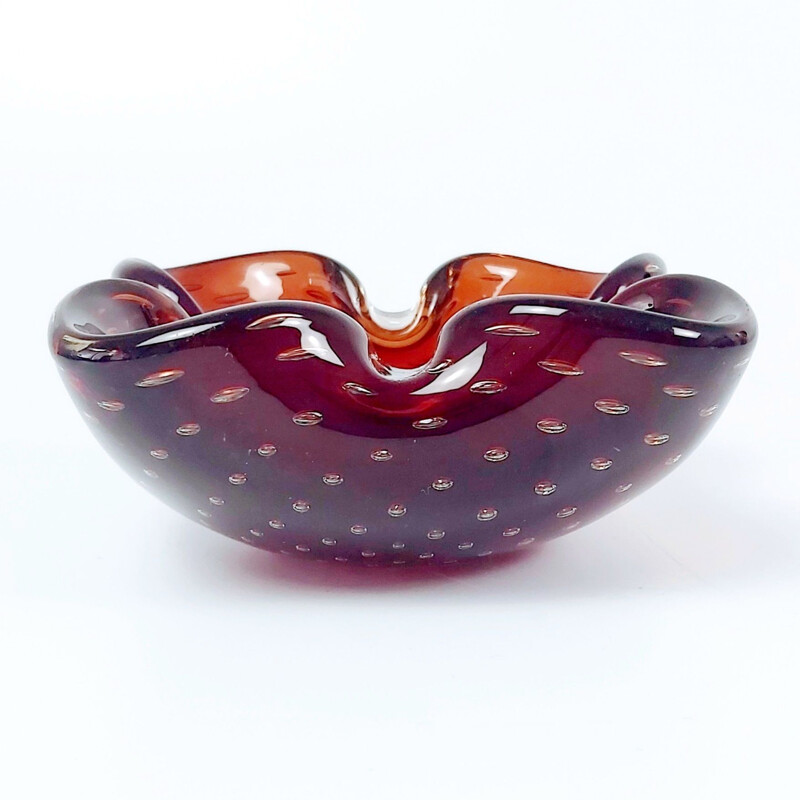 Vintage Murano Bullicante glass ashtray by Barovier & Toso, 1960s