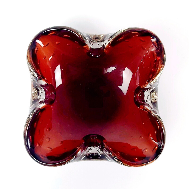 Vintage Murano Bullicante glass ashtray by Barovier & Toso, 1960s