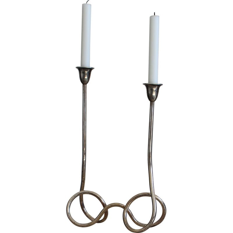 Vintage candleholder with 2 candles, Italy 1970