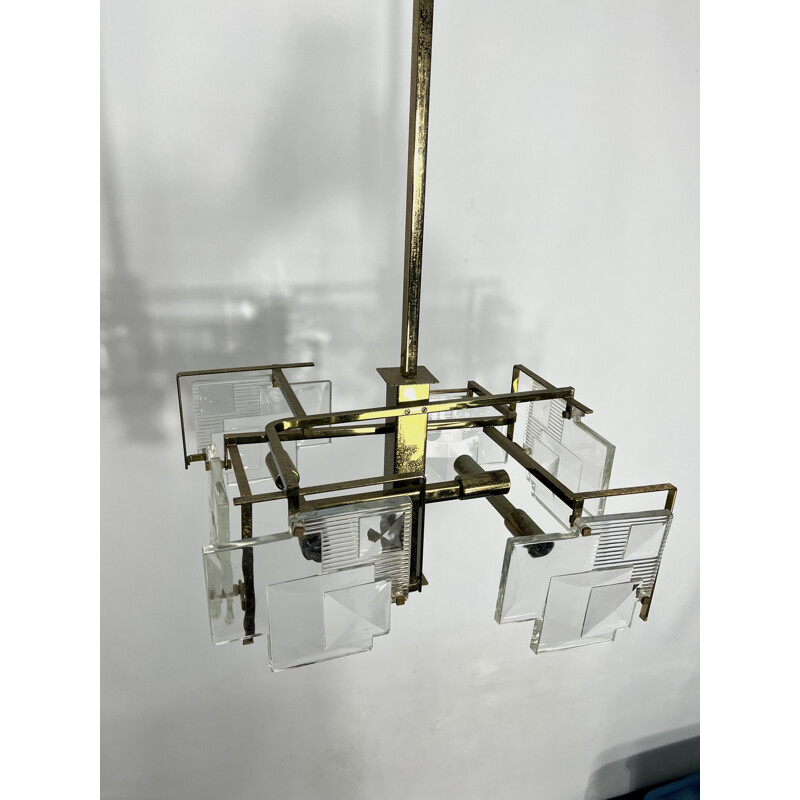 Mid-century brass chandelier by Sciolari, Italy 1970s