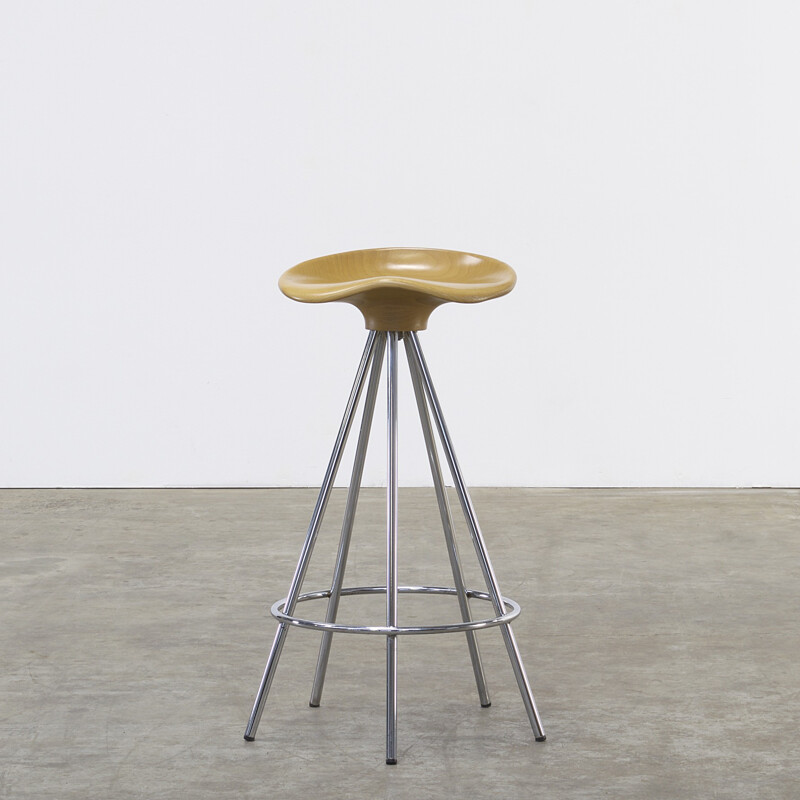 Knoll "Jamaica" bar stool in wood and chromed metal, Pepe CORTÉS - 1990s