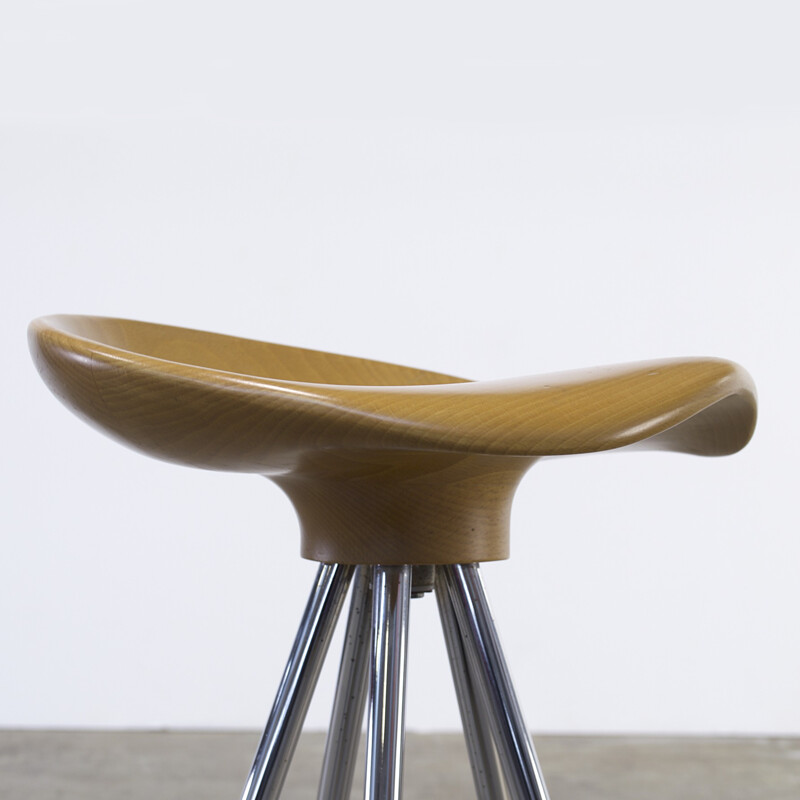 Knoll "Jamaica" bar stool in wood and chromed metal, Pepe CORTÉS - 1990s