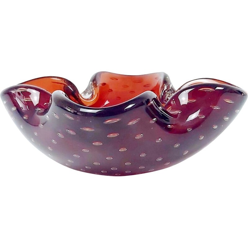 Vintage Murano Bullicante glass ashtray by Barovier & Toso, 1960s