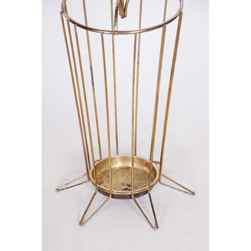 Vintage art deco brass umbrella stand, Czech Republic 1950