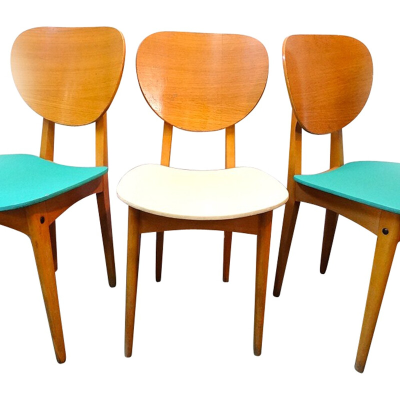 Suite de 3 chaises vintage Stella - 1950