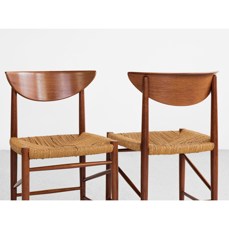 Set van 6 vintage teakhouten stoelen van Peter Hvidt en Orla Molgaard-Nielsen voor Soborg, Denemarken 1960