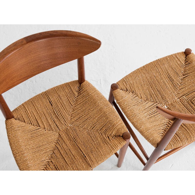 Set van 6 vintage teakhouten stoelen van Peter Hvidt en Orla Molgaard-Nielsen voor Soborg, Denemarken 1960