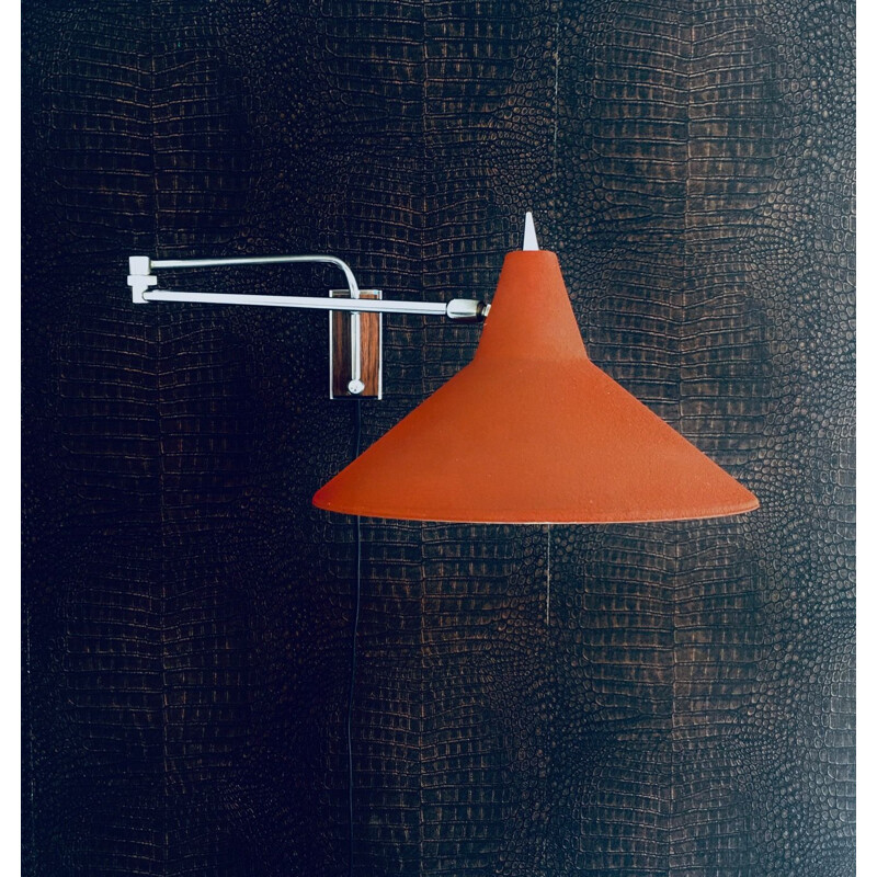 Dutch vintage Paperclip swinging arm wall lamp by J.J.M. Hoogervorst for Anvia, 1960s