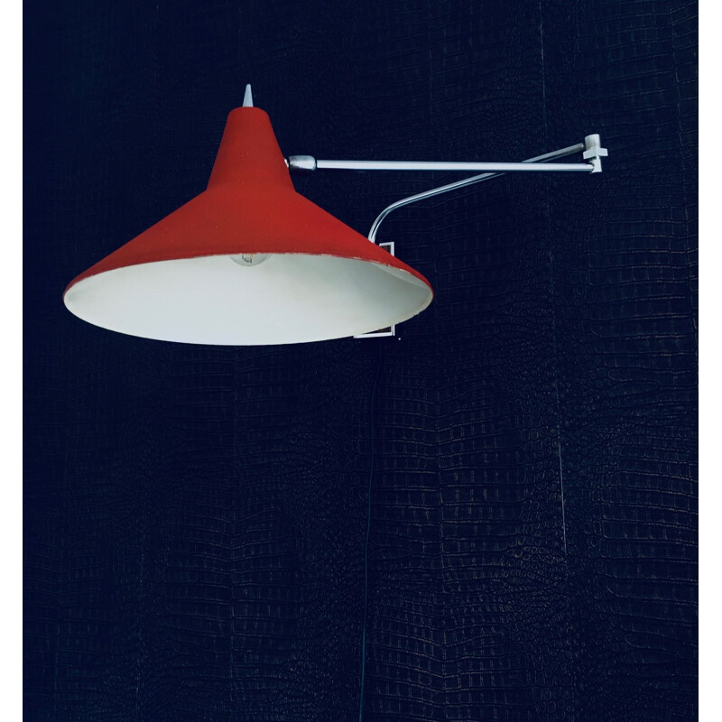 Dutch vintage Paperclip swinging arm wall lamp by J.J.M. Hoogervorst for Anvia, 1960s