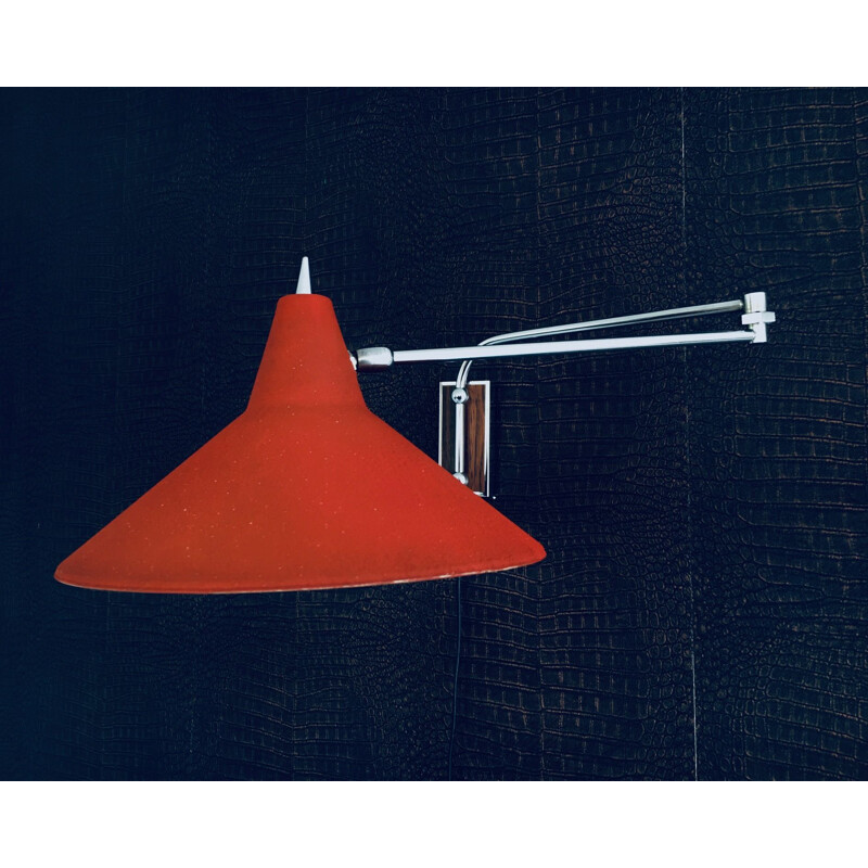 Dutch vintage Paperclip swinging arm wall lamp by J.J.M. Hoogervorst for Anvia, 1960s