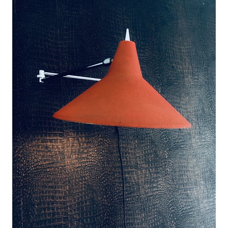 Dutch vintage Paperclip swinging arm wall lamp by J.J.M. Hoogervorst for Anvia, 1960s