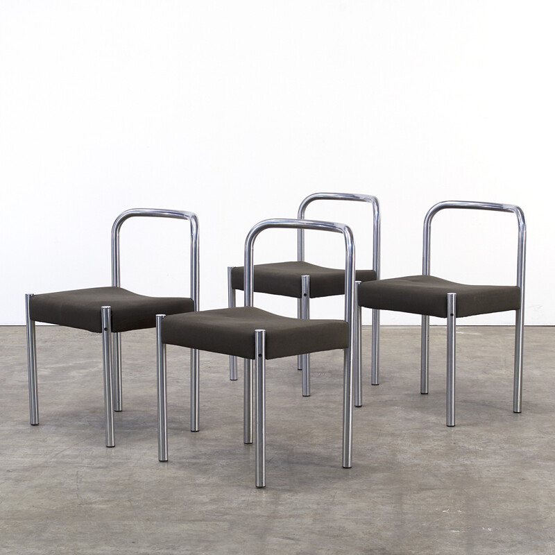 Set of 4 't Spectrum "SE03" chairs in steel and fabric, Martin VISSER - 1970s