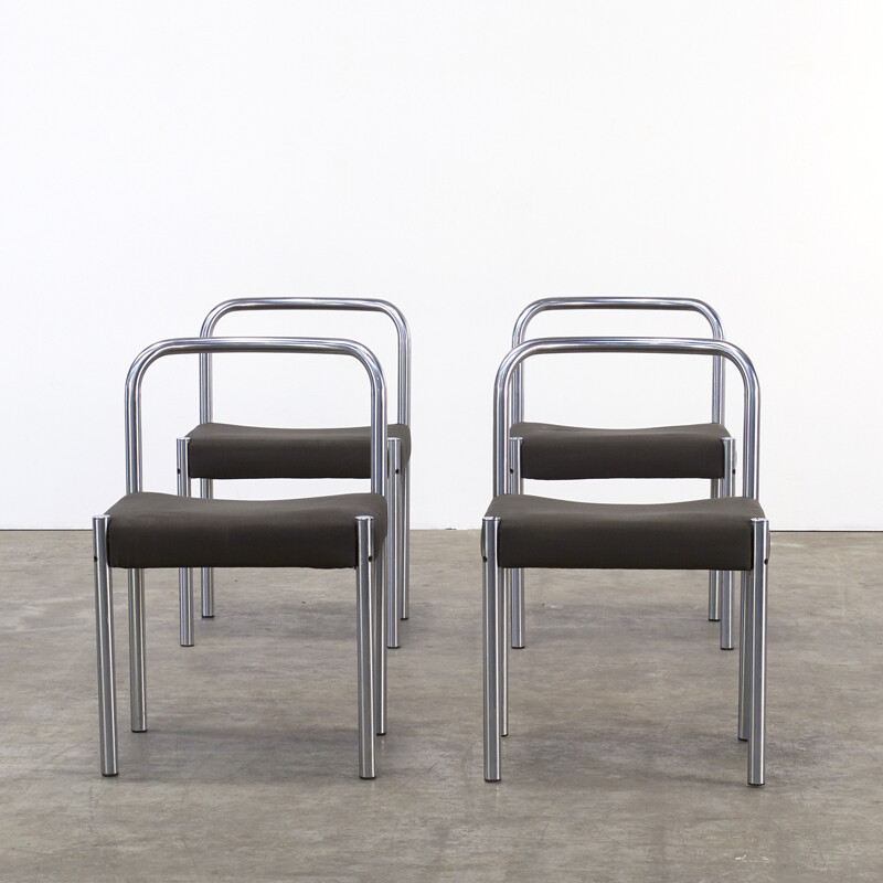 Set of 4 't Spectrum "SE03" chairs in steel and fabric, Martin VISSER - 1970s