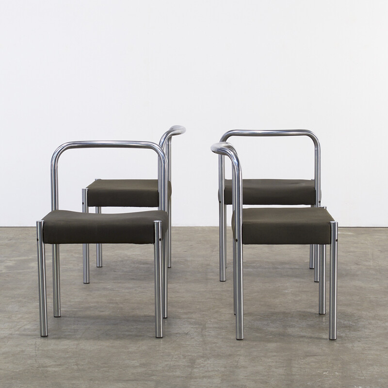 Set of 4 't Spectrum "SE03" chairs in steel and fabric, Martin VISSER - 1970s