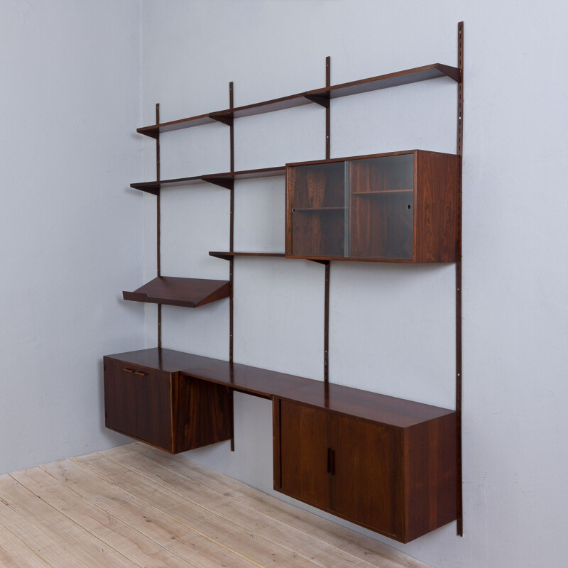 Vintage rosewood wall unit by Kai Kristiansen, 1960s