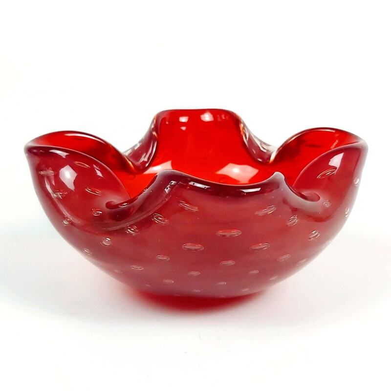 Vintage Murano Bullicante glass ashtray by Barovier & Toso, 1960s