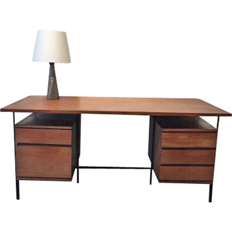 Minvielle desk in wood and metal, ARP -  1960s