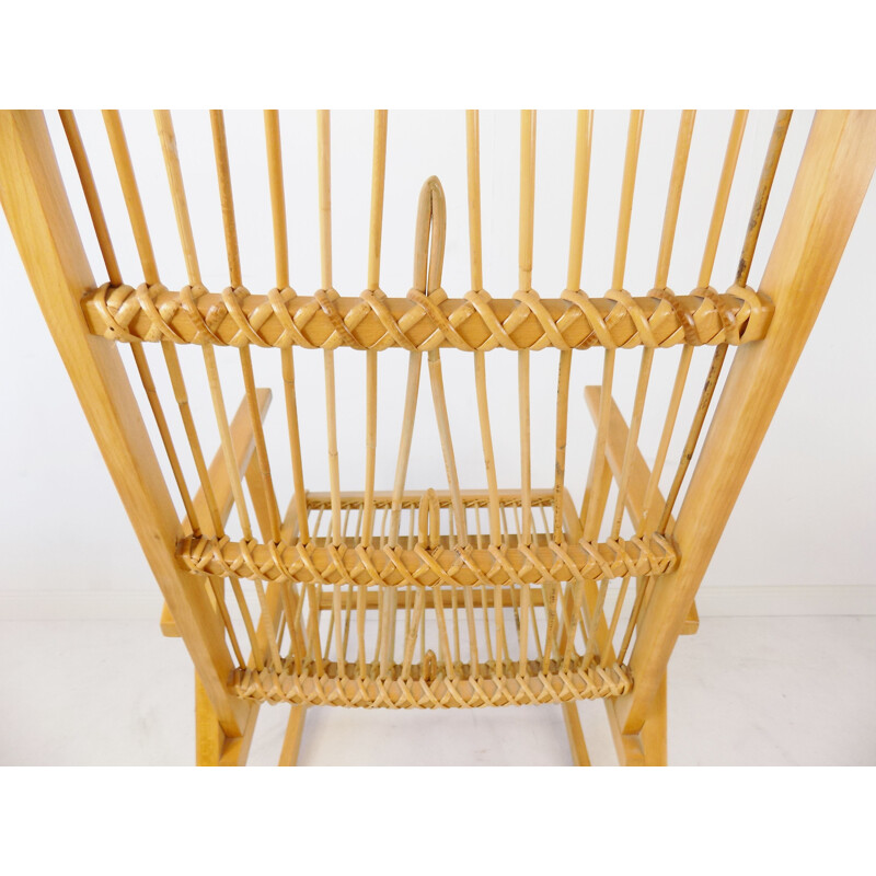 Vintage beech wood rocking chair by Deutsche Werkstätten Hellerau