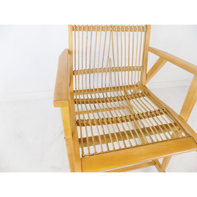 Chaise à bascule vintage en bois de hêtre par Deutsche Werkstätten Hellerau