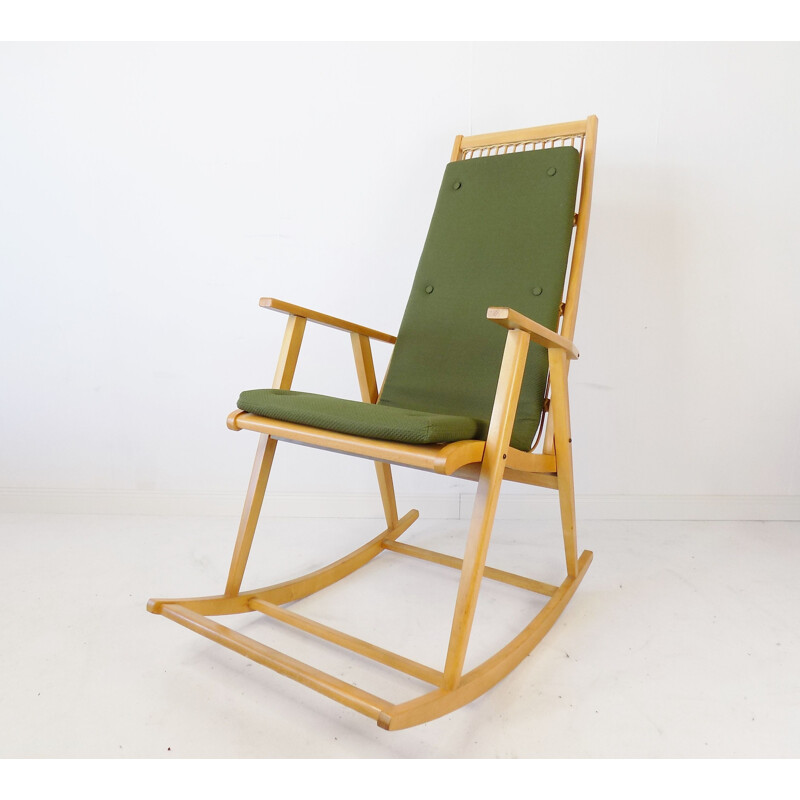 Vintage beech wood rocking chair by Deutsche Werkstätten Hellerau