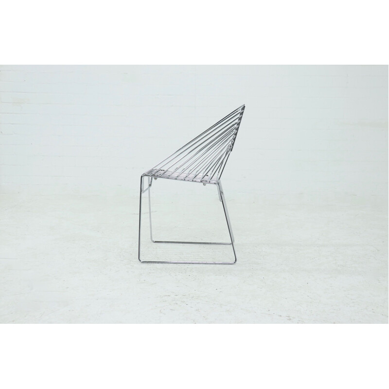 Chaise vintage en fil métallique chromé de Verner Panton pour Fritz Hansen, 1970