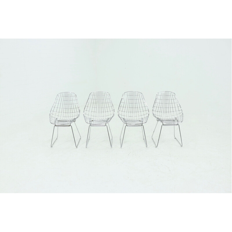 Conjunto de 4 sillas de alambre vintage Sm05 de Cees Braakman y A. Dekker para Pastoe, 1950