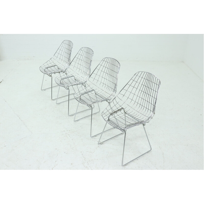 Set di 4 sedie vintage in filo metallico Sm05 di Cees Braakman e A. Dekker per Pastoe, 1950