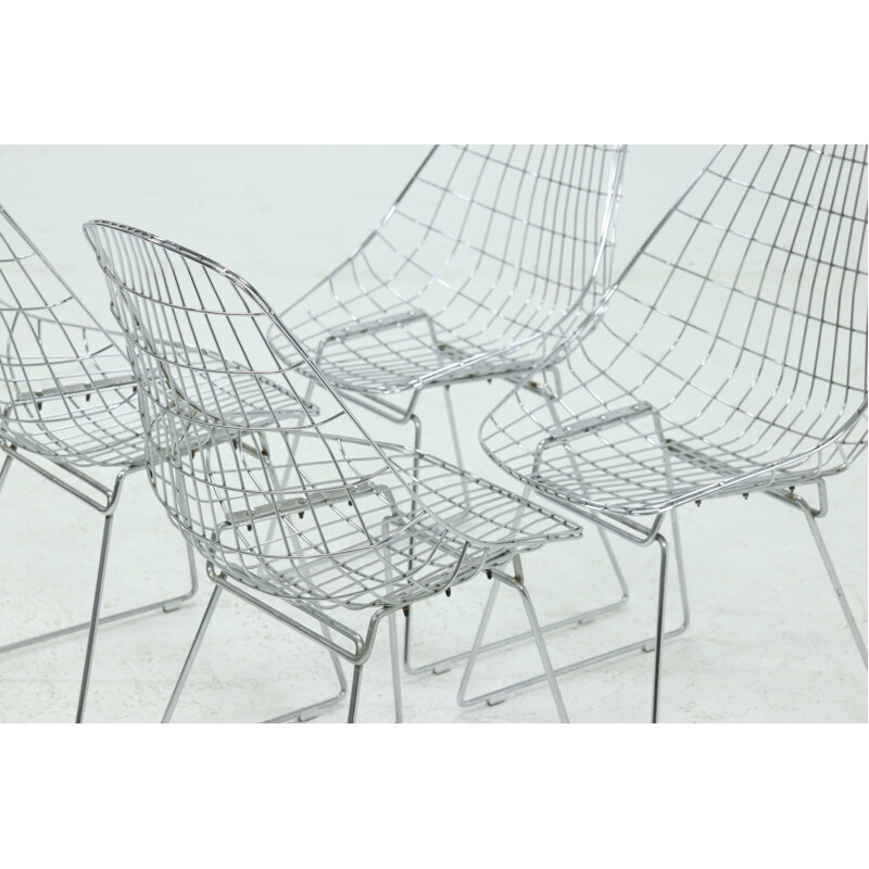 Conjunto de 4 cadeiras de arame de arame de Vintage Sm05 de Cees Braakman e A. Dekker para Pastoe, 1950