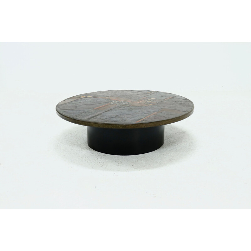 Vintage slate stone Art Work coffee table by Paul Kingma, 1982