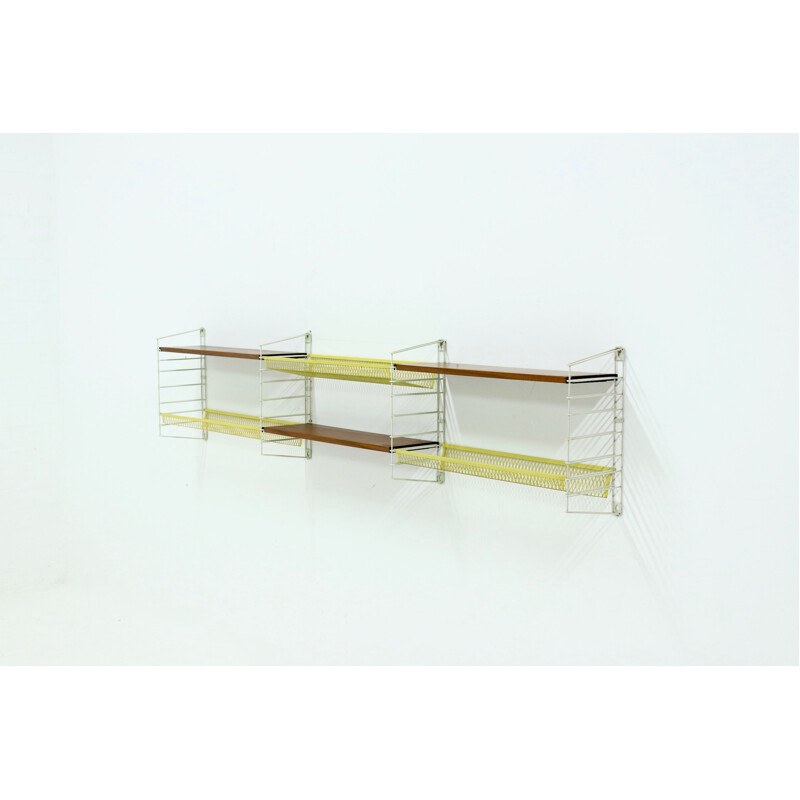 Vintage shelf with 3 teak shelves by A. Dekker for Tomado, 1950
