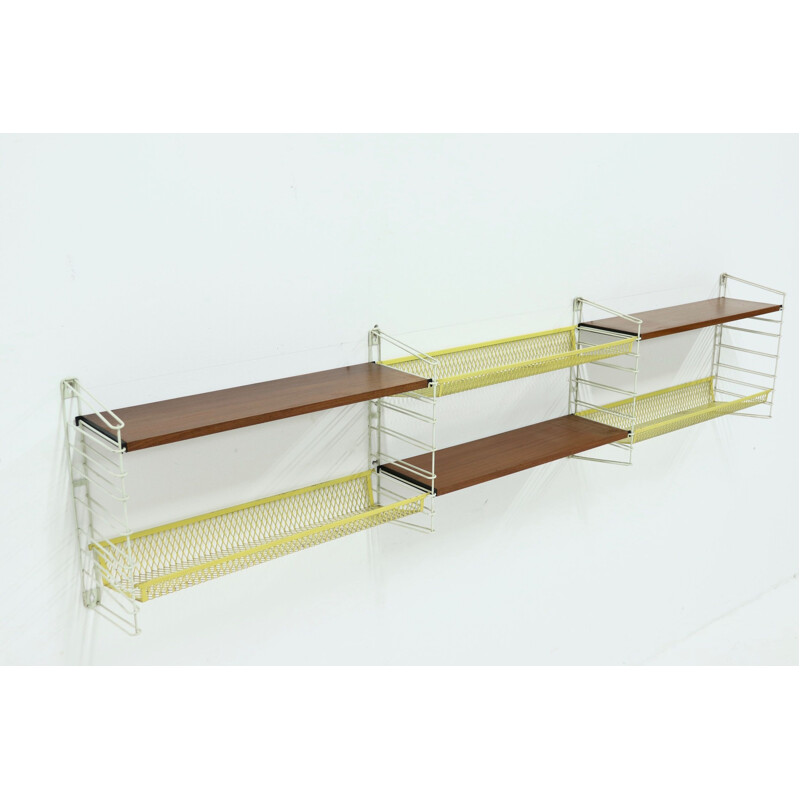 Vintage shelf with 3 teak shelves by A. Dekker for Tomado, 1950